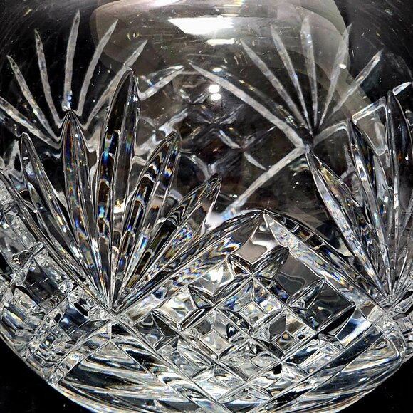 Hand Cut Lead Crystal Rose Bowl 6.5" large centerpiece vase Czech luxury home de - Picture 4 of 7